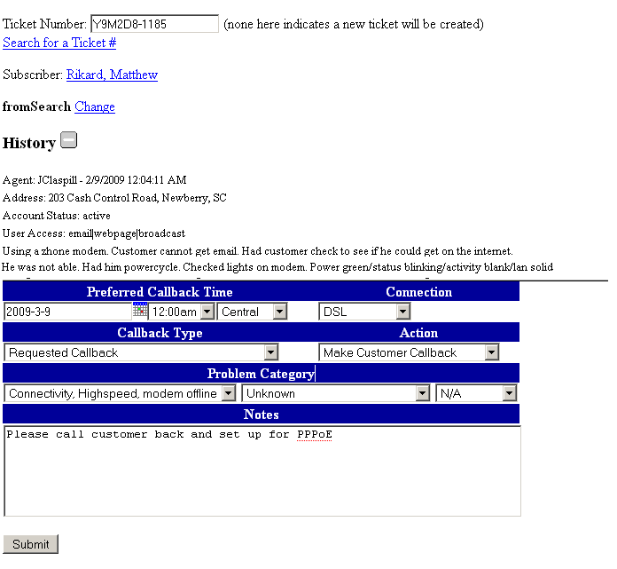 Update Existing Ticket